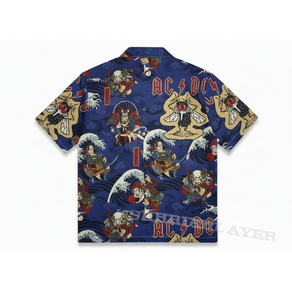Acdc Japanese Samurai Hawaiian Shirt Blue Rock Band Acdc Japanese Samurai Hawaiian Shirt Blue Rock Band