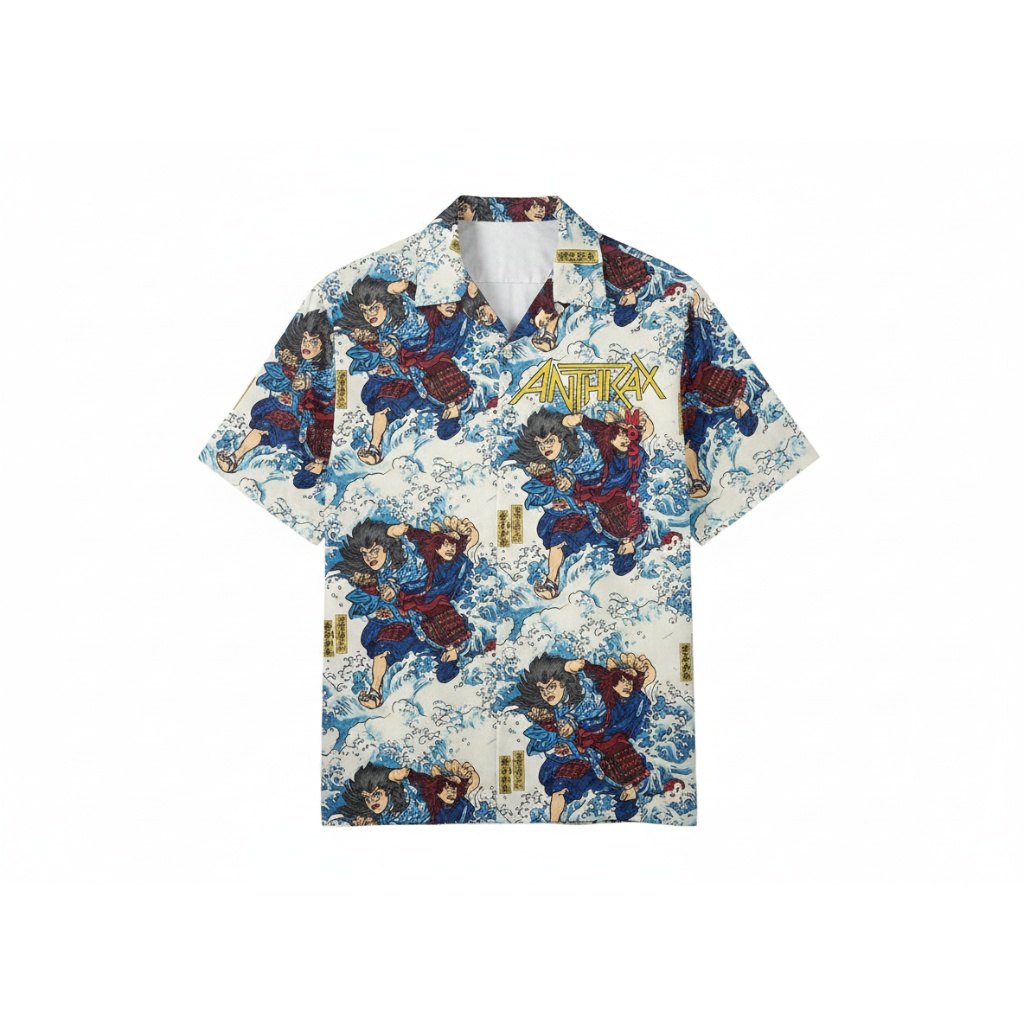 Anthrax Samurai Wave Print Button Up Shirt