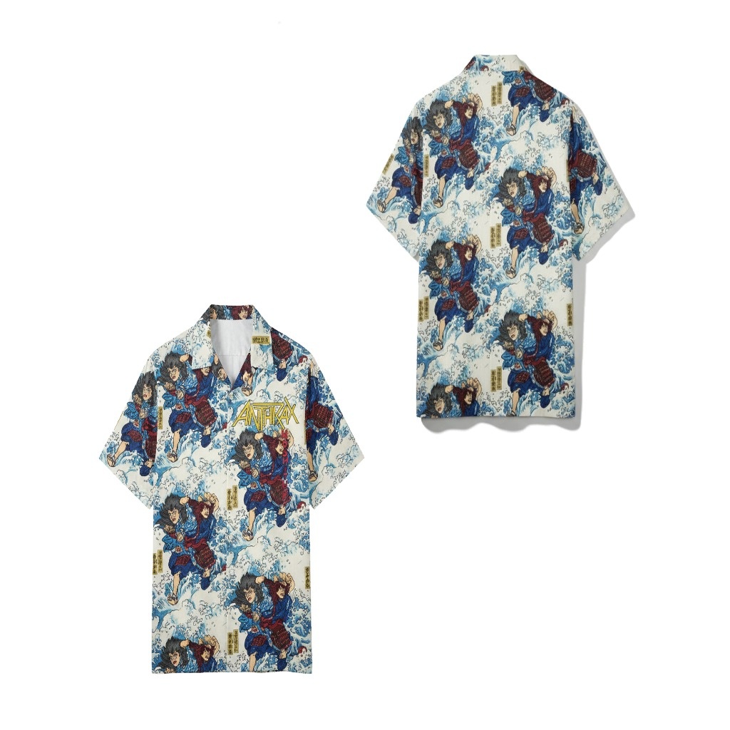 Anthrax Samurai Wave Print Button Up Shirt