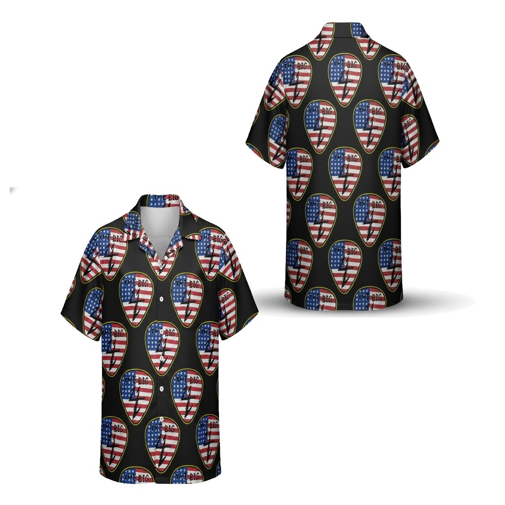 Black American Flag Guitar Pick Shirt Patriotic Men’s
