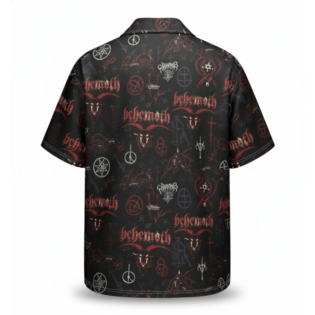 Black Behemoth Graphic Print Button Up Shirt Black Behemoth Graphic Print Button Up Shirt