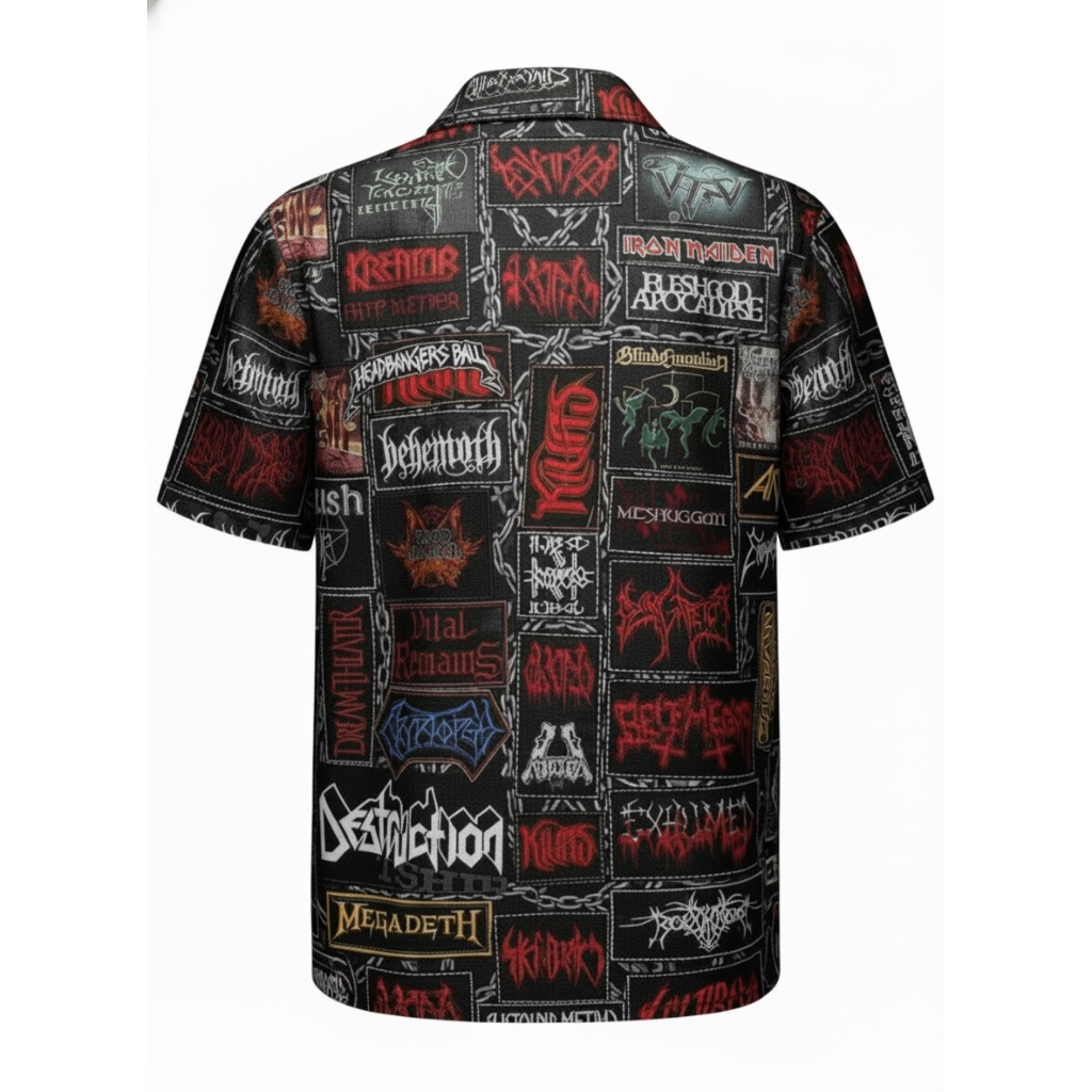 Black Heavy Metal Band Logo Button Up Shirt Rock Music Black Heavy Metal Band Logo Button Up Shirt Rock Music