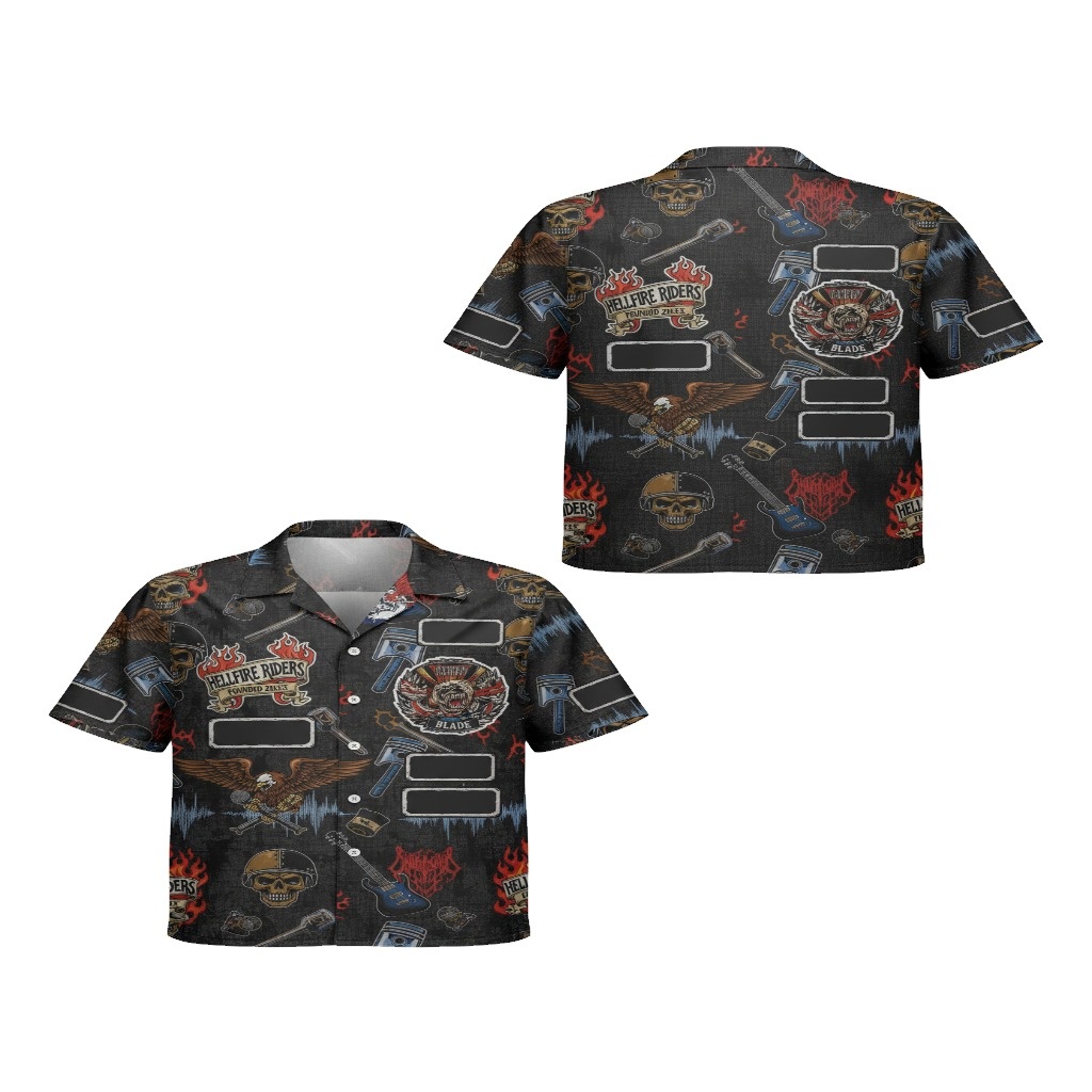 Black Hellfire Riders Motorcycle Hawaiian Shirt Men’s Style