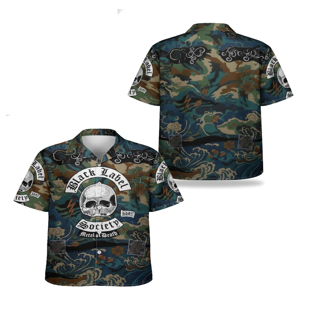 Black Label Society Skull Camo Hawaiian Shirt Metal Style Black Label Society Skull Camo Hawaiian Shirt Metal Style