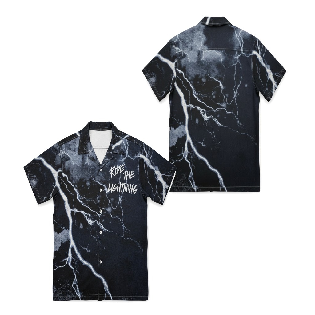 Black Lightning Print Button Up Shirt Ride The Lightning Black Lightning Print Button Up Shirt Ride The Lightning