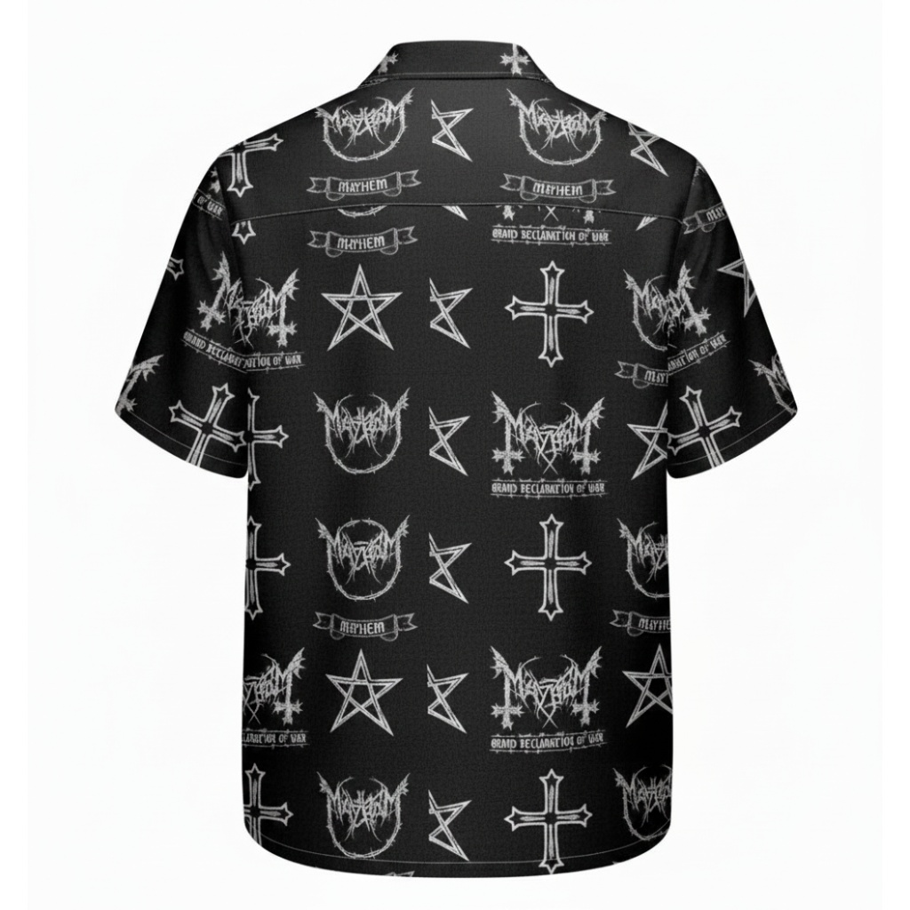 Black Mayhem Grand Declaration Of War Graphic Print Button Black Mayhem Grand Declaration Of War Graphic Print Button