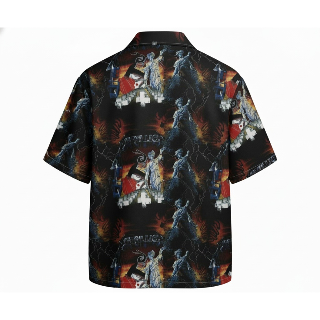Black Metal Legends Graphic Print Short Sleeve Button Up Black Metal Legends Graphic Print Short Sleeve Button Up