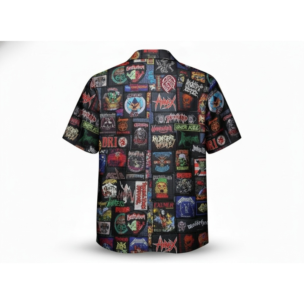 Black Metal Patch Hawaiian Shirt Heavy Music Style Black Metal Patch Hawaiian Shirt Heavy Music Style
