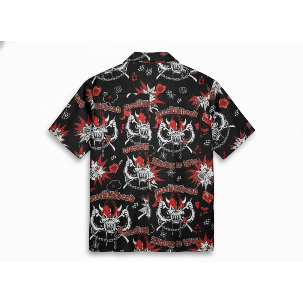 Black Metalhead Skull Print Hawaiian Shirt Rock Style Black Metalhead Skull Print Hawaiian Shirt Rock Style