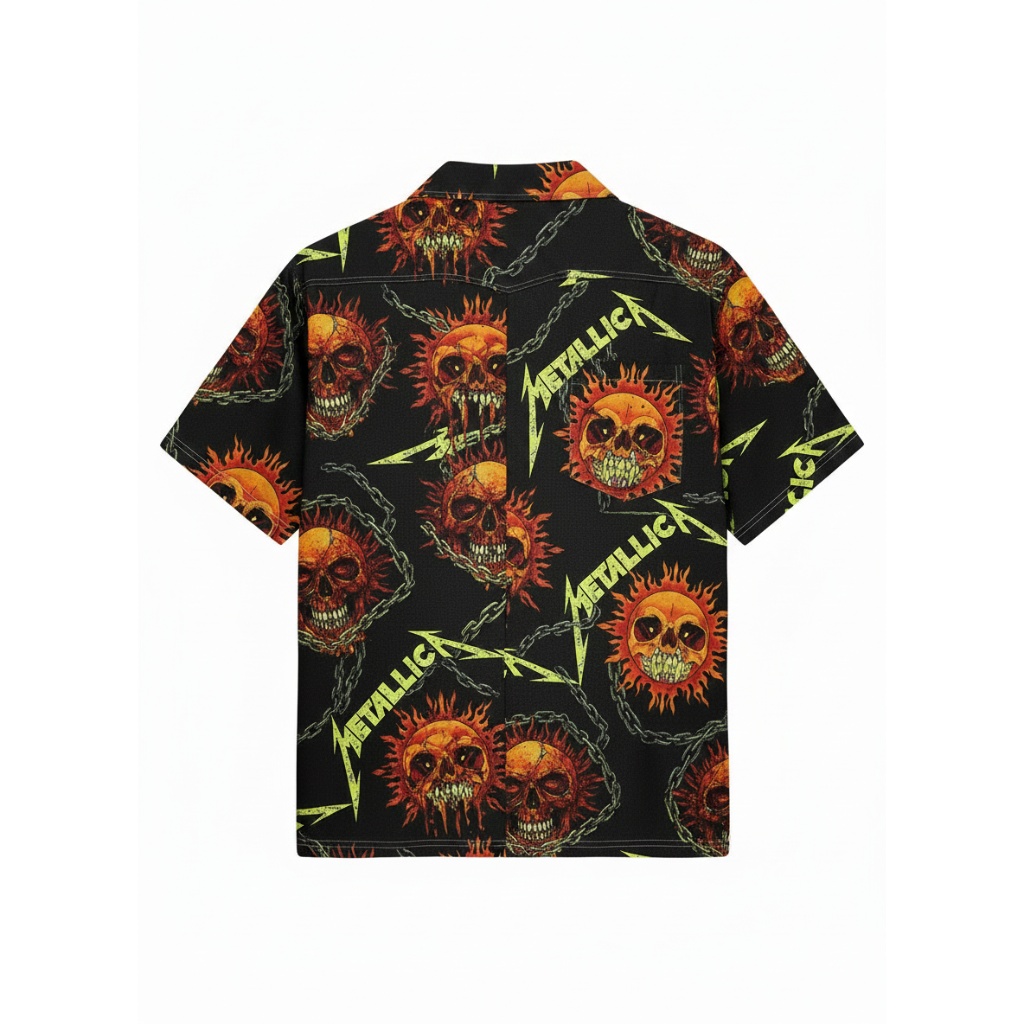 Black Metallica Skulls Sun Hawaiian Shirt Black Metallica Skulls Sun Hawaiian Shirt