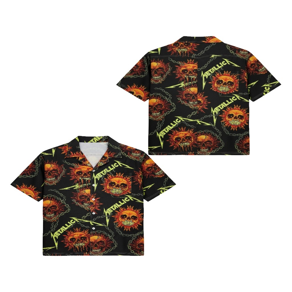 Black Metallica Skulls Sun Hawaiian Shirt Black Metallica Skulls Sun Hawaiian Shirt