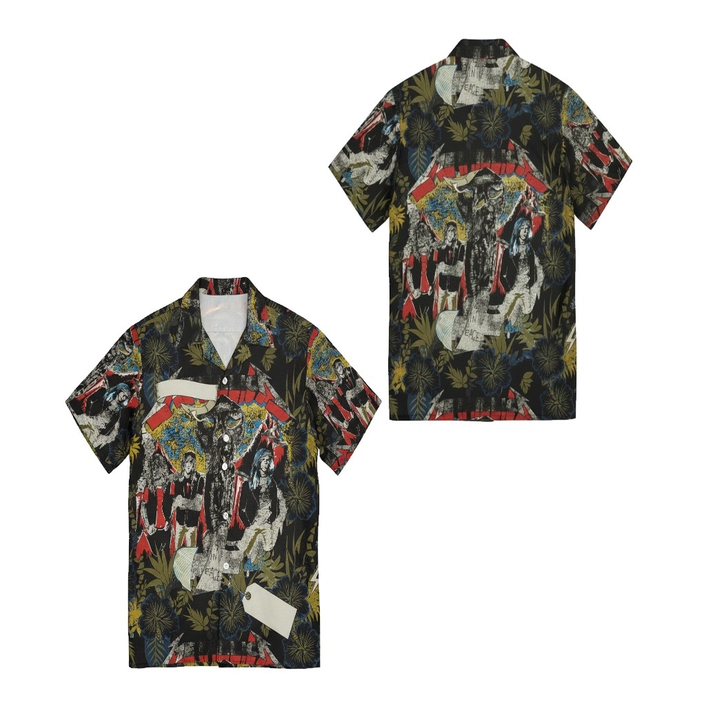 Black Rock Band Graphic Short Sleeve Button Up Shirt Black Rock Band Graphic Short Sleeve Button Up Shirt