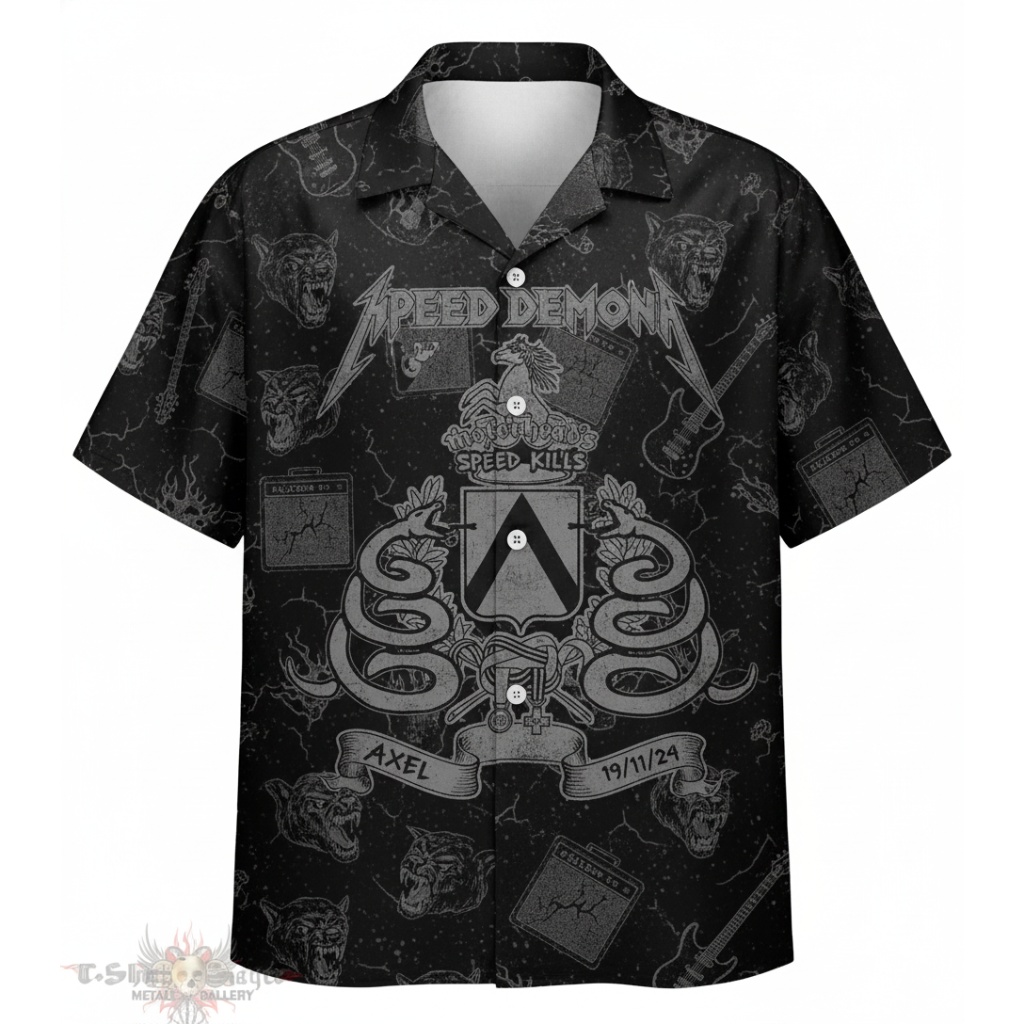 Black Speed Demon Metal Band Hawaiian Shirt Men’s Graphic