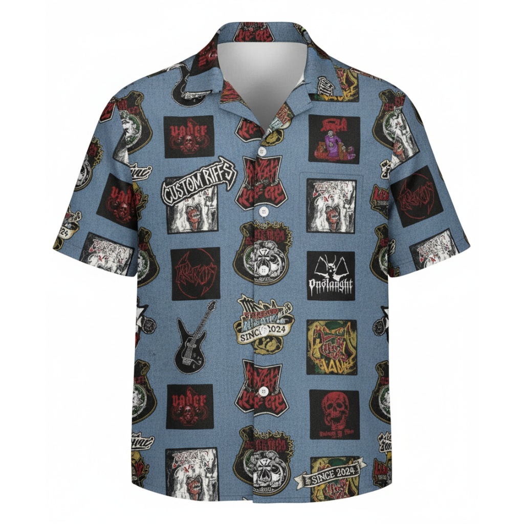 Blue Custom Riffs Hawaiian Shirt For Men