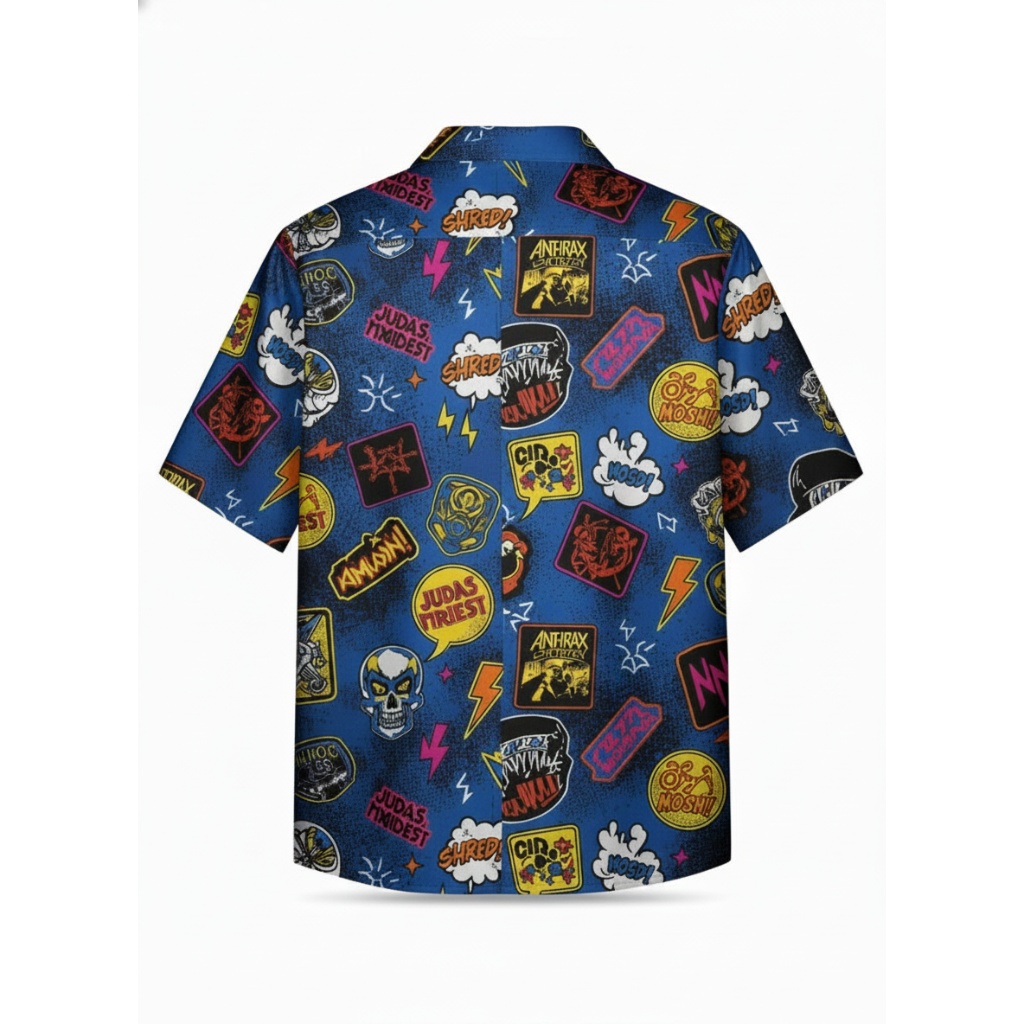 Blue Heavy Metal Band Graphic Button Up Shirt Blue Heavy Metal Band Graphic Button Up Shirt