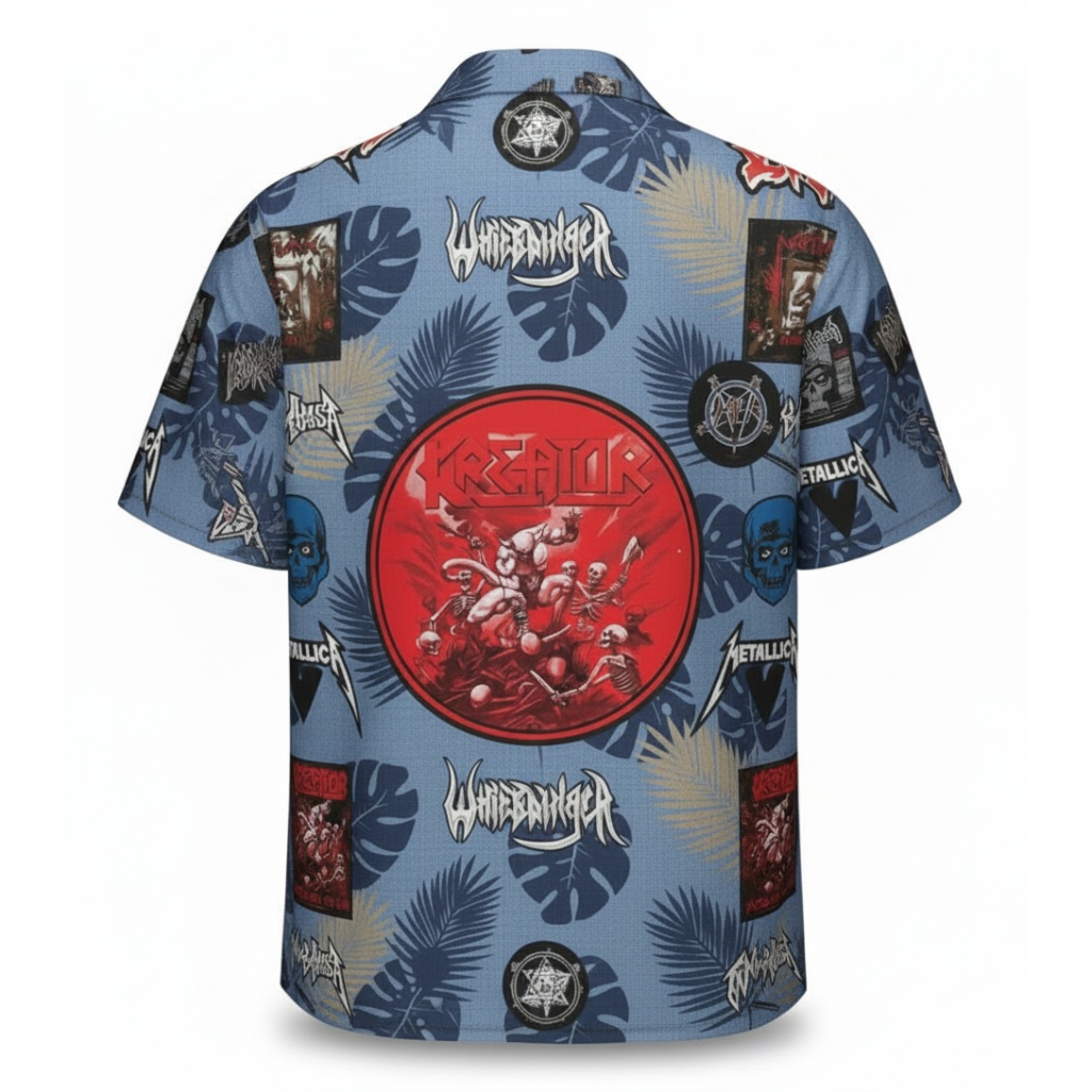 Blue Heavy Metal Band Print Hawaiian Shirt Blue Heavy Metal Band Print Hawaiian Shirt