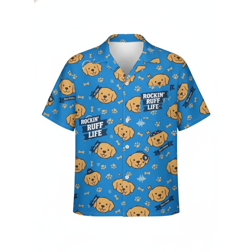 Blue Labrador Hawaiian Shirt Rockin Ruff Life Design
