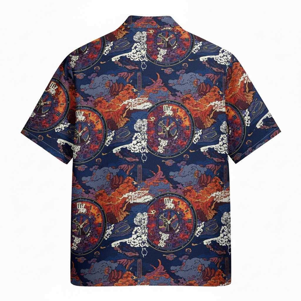 Bold Blue Celestial Clock Hawaiian Shirt Men’s Summer Style Bold Blue Celestial Clock Hawaiian Shirt Men’s Summer Style