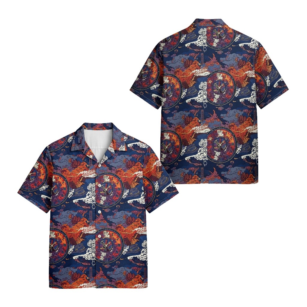 Bold Blue Celestial Clock Hawaiian Shirt Men’s Summer Style Bold Blue Celestial Clock Hawaiian Shirt Men’s Summer Style