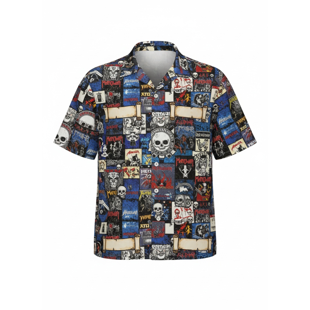 Bold Blue Heavy Metal Album Cover Shirt