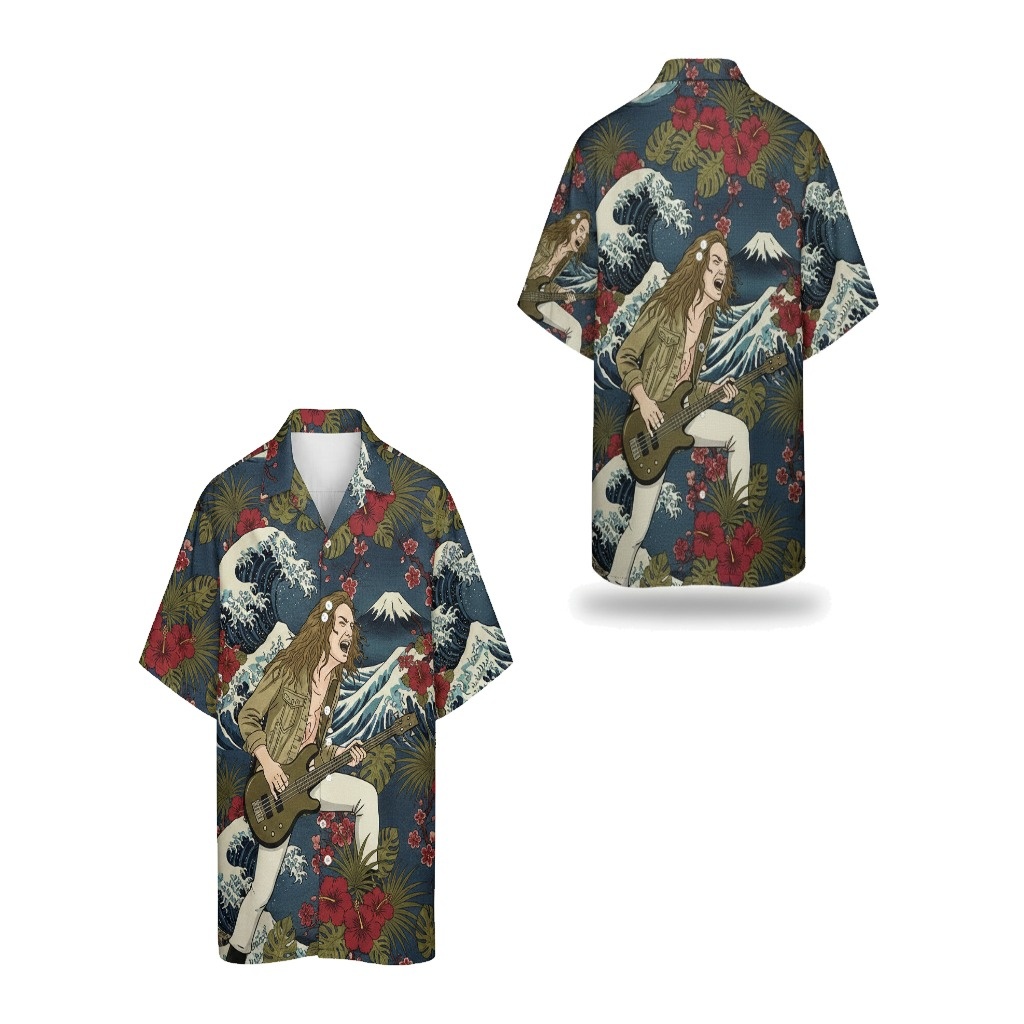 Cool Blue Hawaiian Shirt With Japanese Wave Design Cool Blue Hawaiian Shirt With Japanese Wave Design