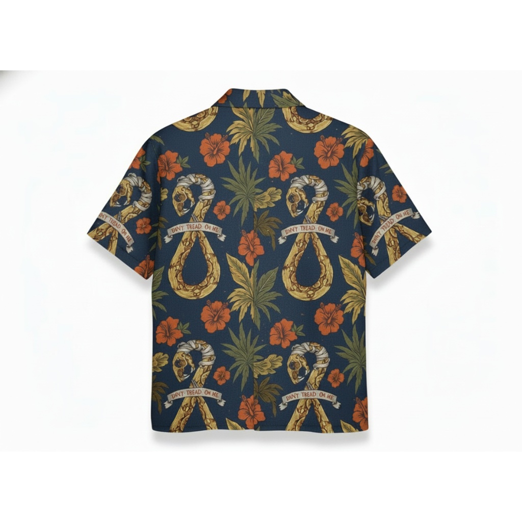 Dark Blue Gadsden Flag Hawaiian Shirt Serpent Design Dark Blue Gadsden Flag Hawaiian Shirt Serpent Design