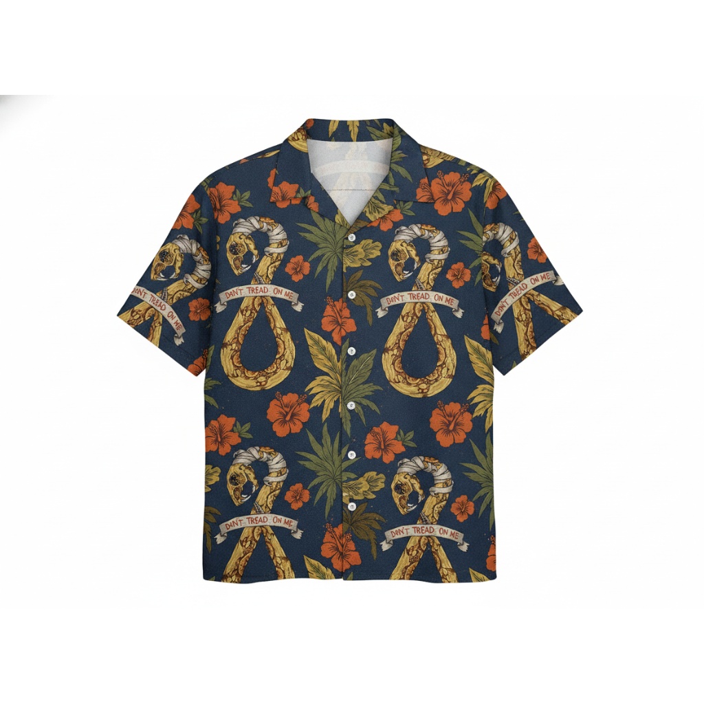 Dark Blue Gadsden Flag Hawaiian Shirt Serpent Design