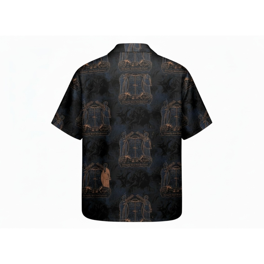 Dark Blue Gothic Revival Hawaiian Shirt Dark Blue Gothic Revival Hawaiian Shirt