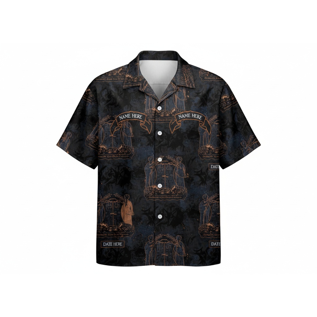 Dark Blue Gothic Revival Hawaiian Shirt
