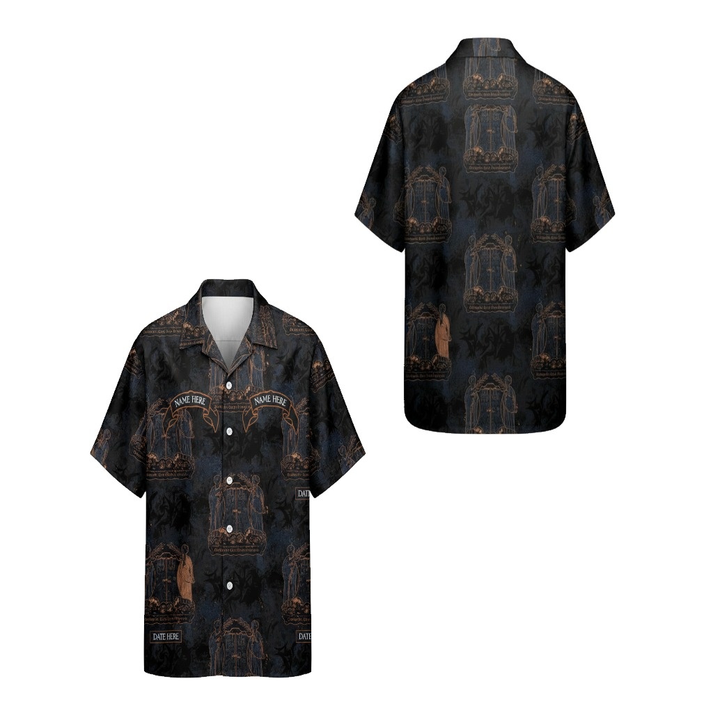 Dark Blue Gothic Revival Hawaiian Shirt Dark Blue Gothic Revival Hawaiian Shirt