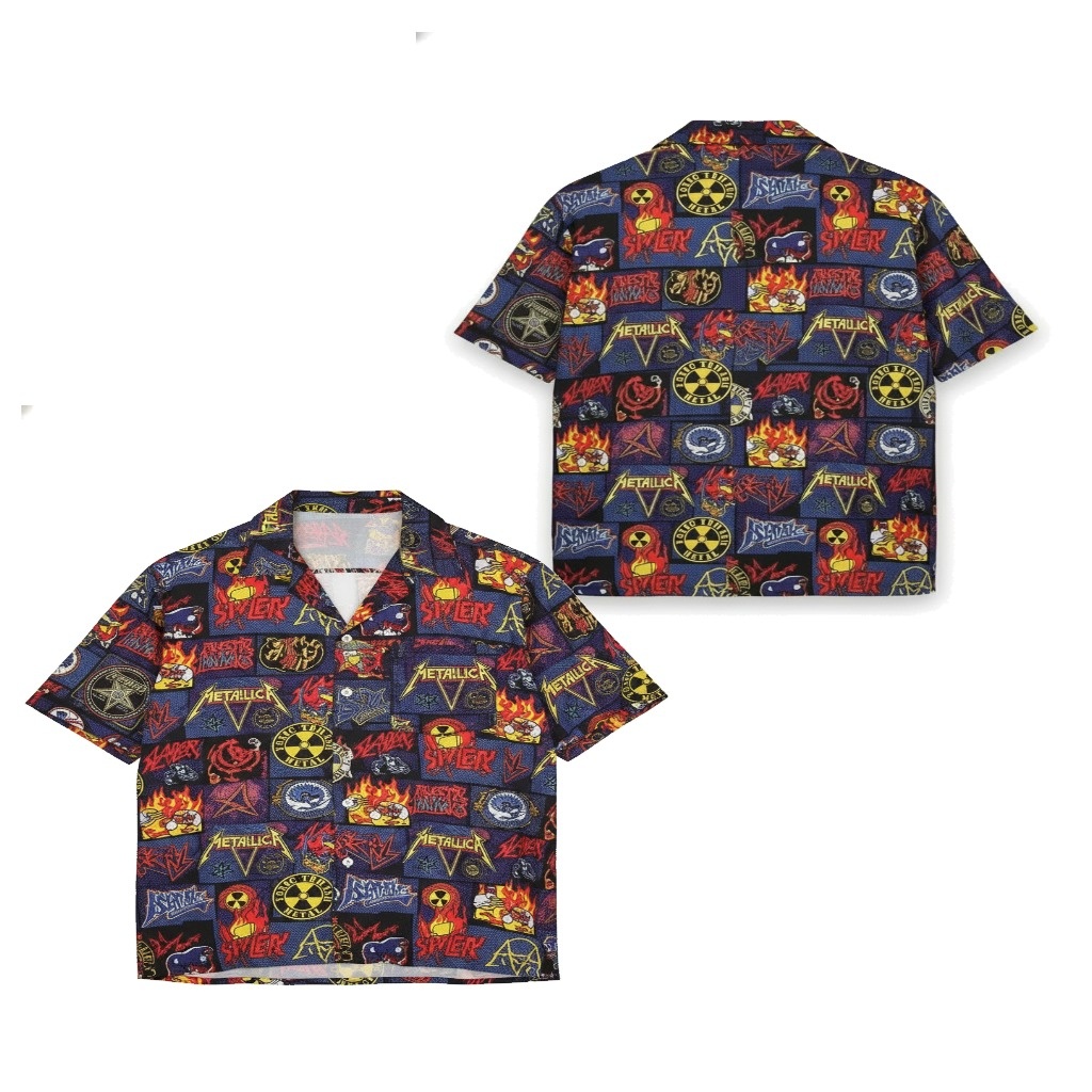 Dark Blue Heavy Metal Graphic Print Short Sleeve Shirt Dark Blue Heavy Metal Graphic Print Short Sleeve Shirt