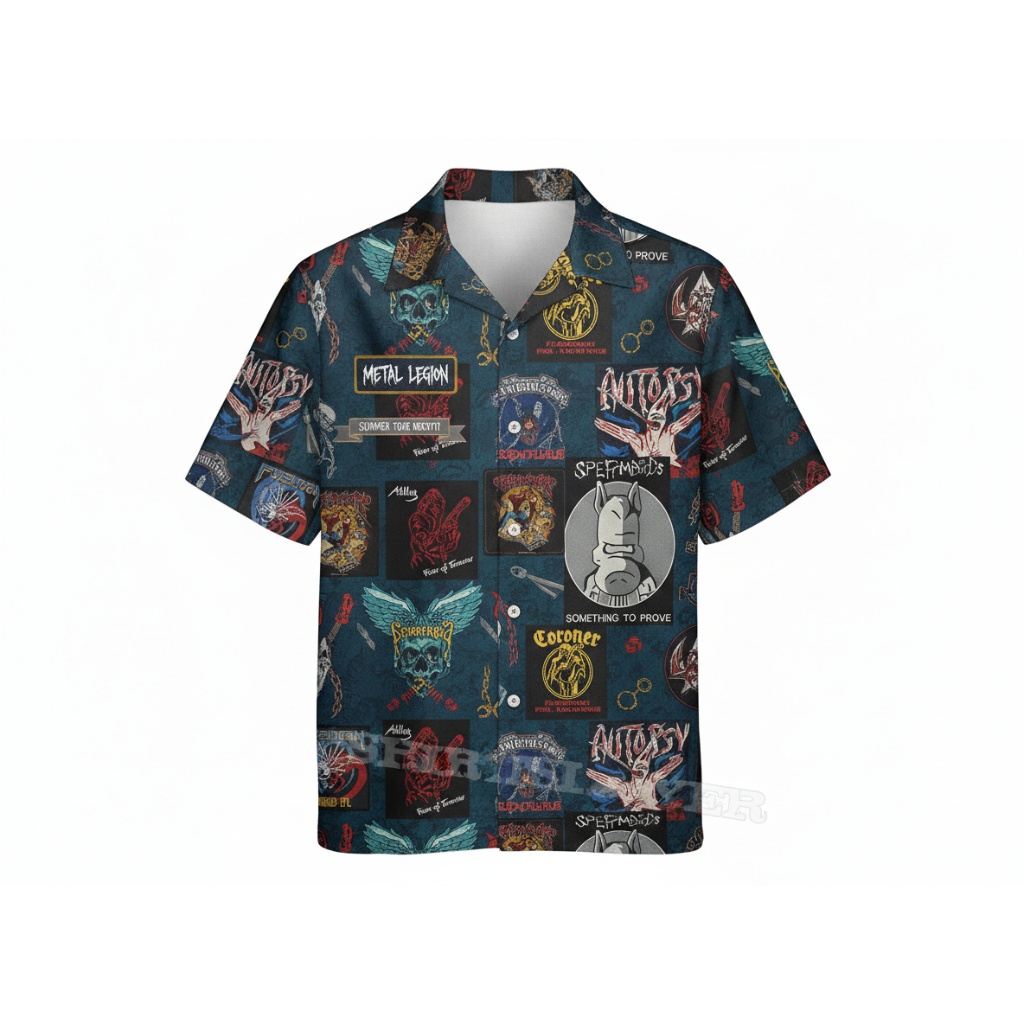 Dark Blue Metal Legion Hawaiian Shirt Graphic Print
