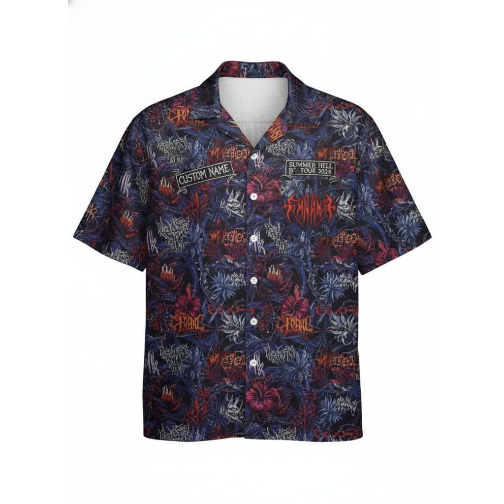 Dark Floral Hawaiian Shirt Custom Name Tour