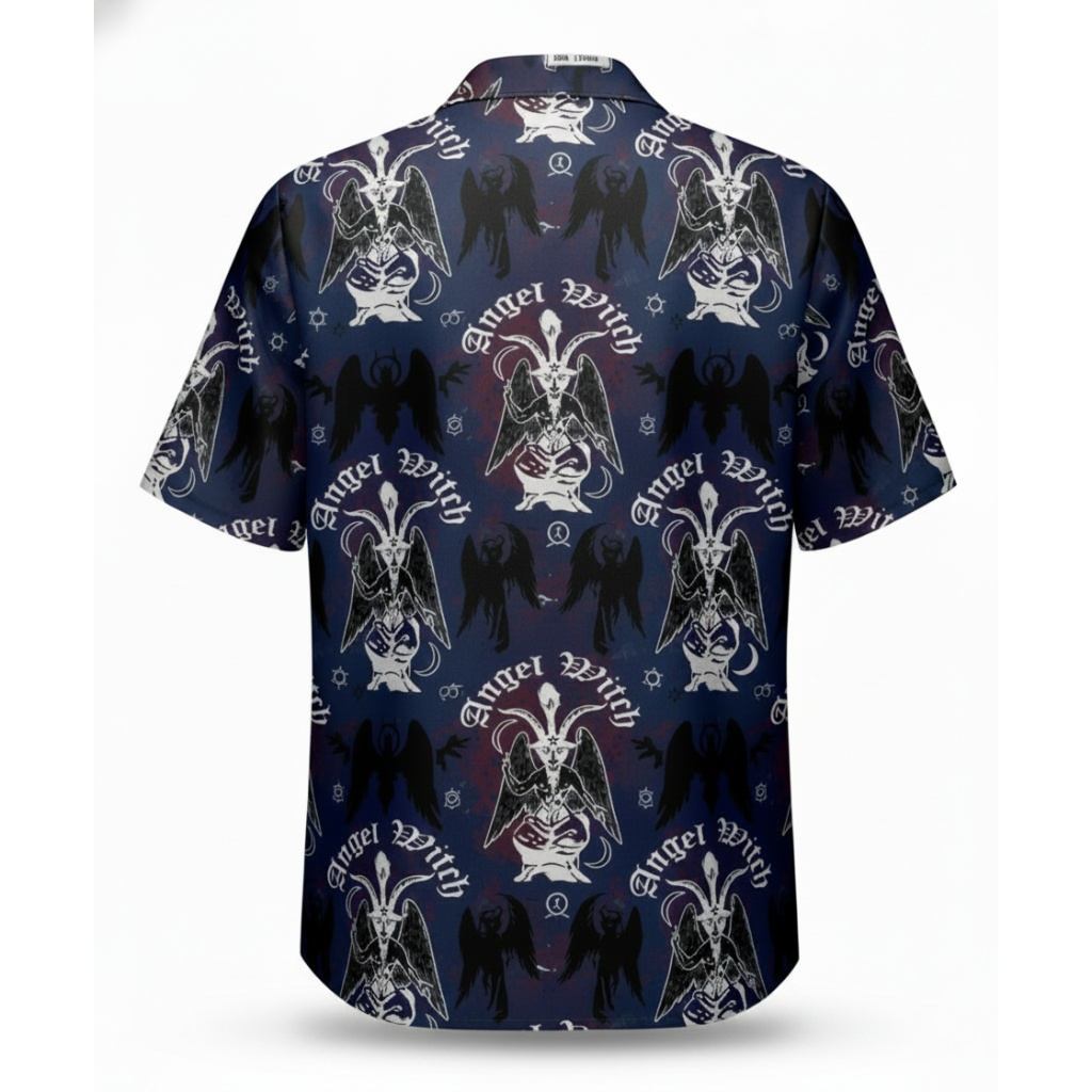 Dark Navy Angel Witch Graphic Hawaiian Shirt Men’s Dark Navy Angel Witch Graphic Hawaiian Shirt Men’s