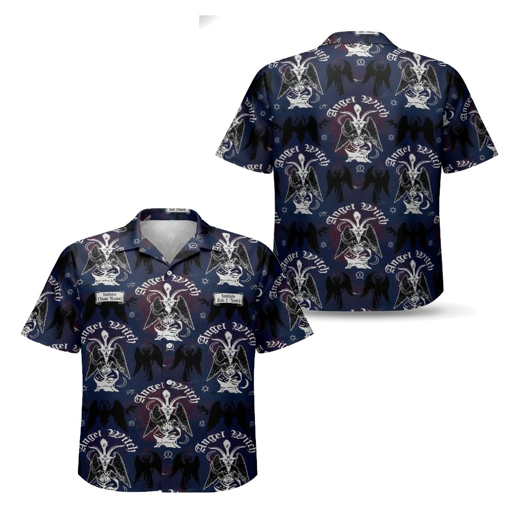 Dark Navy Angel Witch Graphic Hawaiian Shirt Men’s Dark Navy Angel Witch Graphic Hawaiian Shirt Men’s