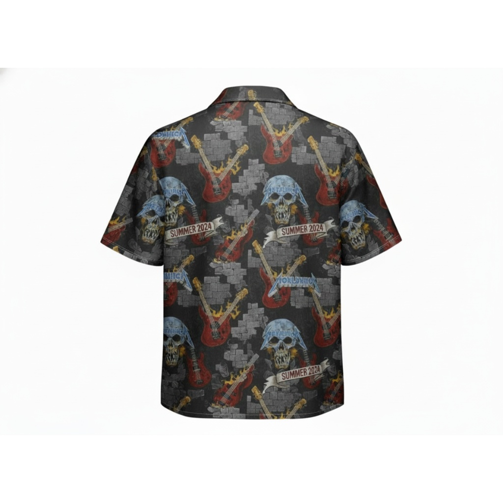 Dark Rock Skull Guitar Hawaiian Shirt Summer 2024 Dark Rock Skull Guitar Hawaiian Shirt Summer 2024