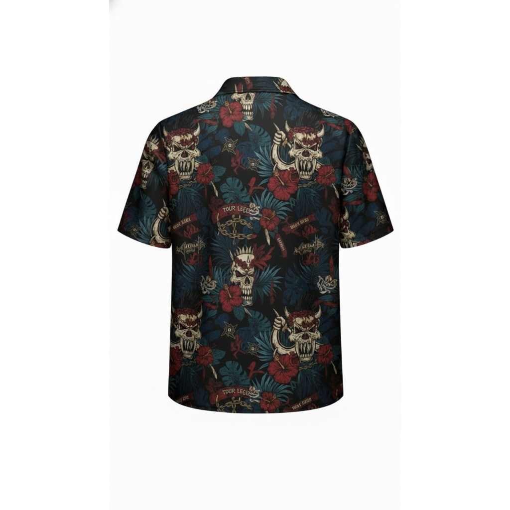 Dark Skull Floral Hawaiian Shirt Men’s Tour Legends Summer Dark Skull Floral Hawaiian Shirt Men’s Tour Legends Summer
