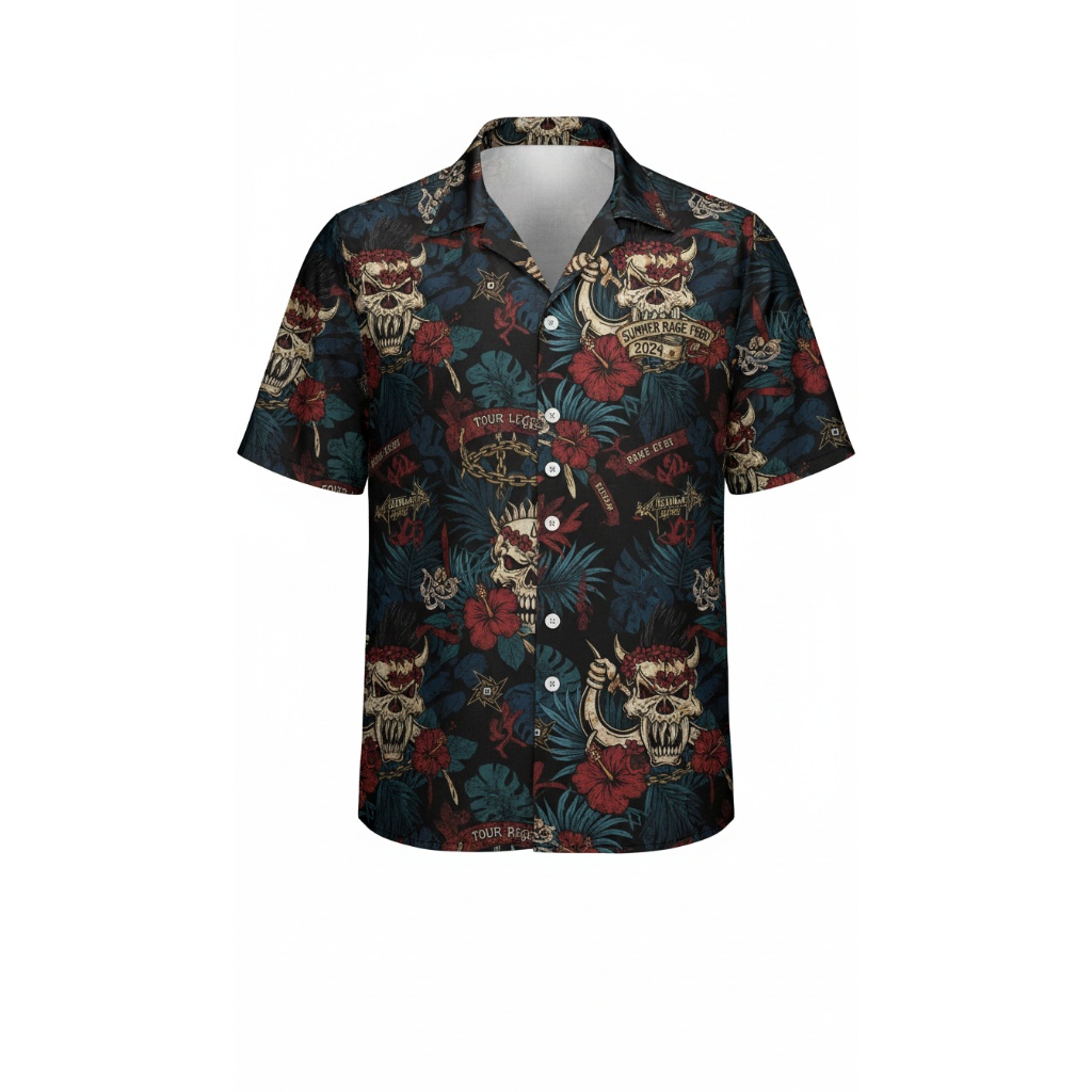 Dark Skull Floral Hawaiian Shirt Men’s Tour Legends Summer