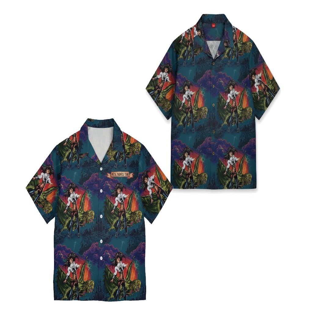 Dark Teal Metal Madness Tour Graphic Button Up Shirt Dark Teal Metal Madness Tour Graphic Button Up Shirt