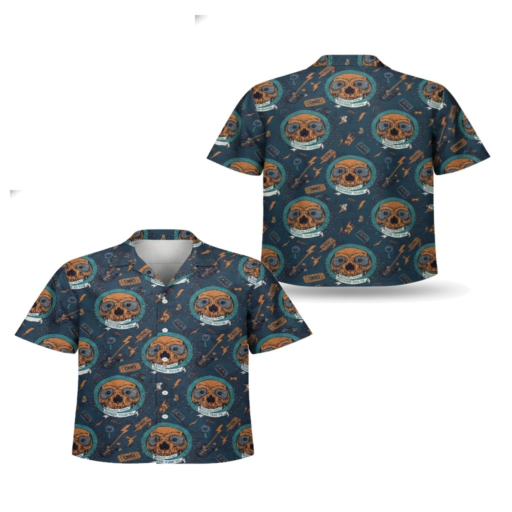 Dark Teal Skull Rock Tour Hawaiian Shirt Men’s Casual Dark Teal Skull Rock Tour Hawaiian Shirt Men’s Casual