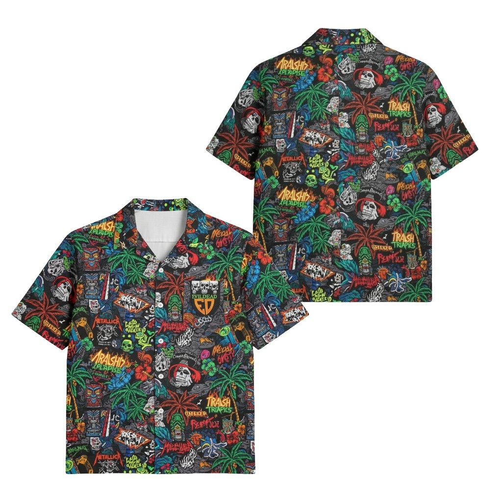 Evil Dead Paradise Hawaiian Shirt Black Multi Color Evil Dead Paradise Hawaiian Shirt Black Multi Color
