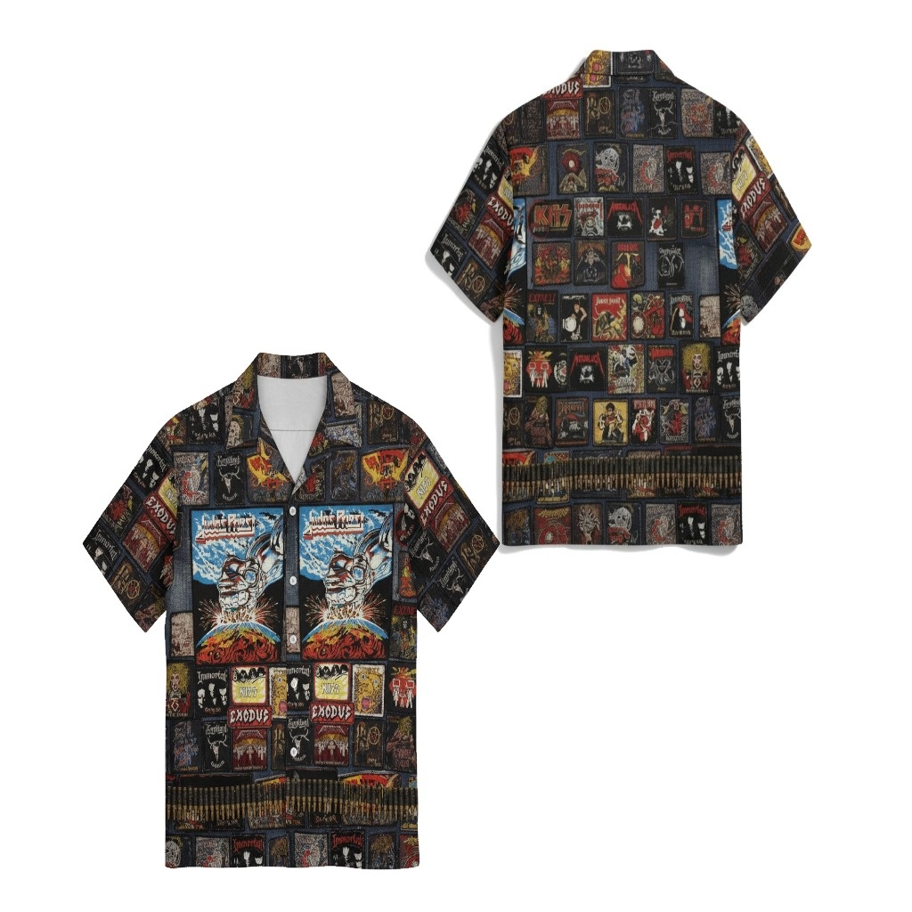 Exodus Band Album Art Hawaiian Shirt Black Metal Style Exodus Band Album Art Hawaiian Shirt Black Metal Style