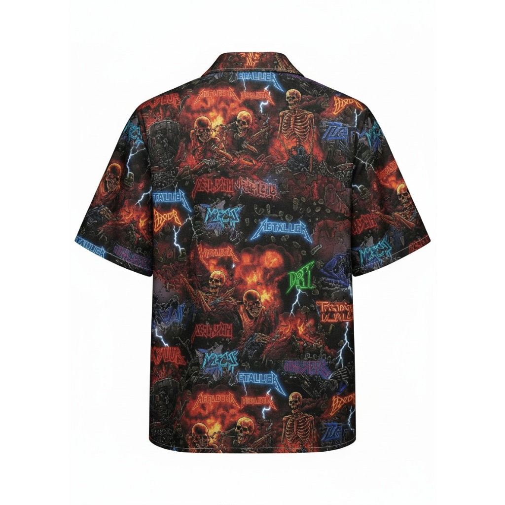 Fiery Skull Metallica Megadeth Band Hawaiian Shirt Fiery Skull Metallica Megadeth Band Hawaiian Shirt