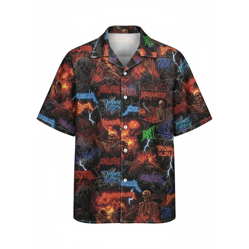 Fiery Skull Metallica Megadeth Band Hawaiian Shirt
