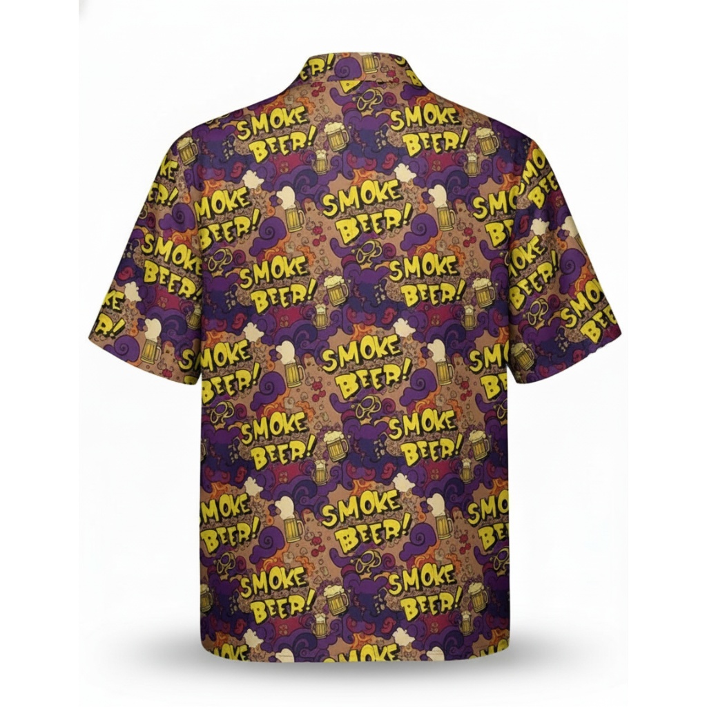 Fun Purple Smoke Beer Hawaiian Shirt Casual Summer Style Fun Purple Smoke Beer Hawaiian Shirt Casual Summer Style
