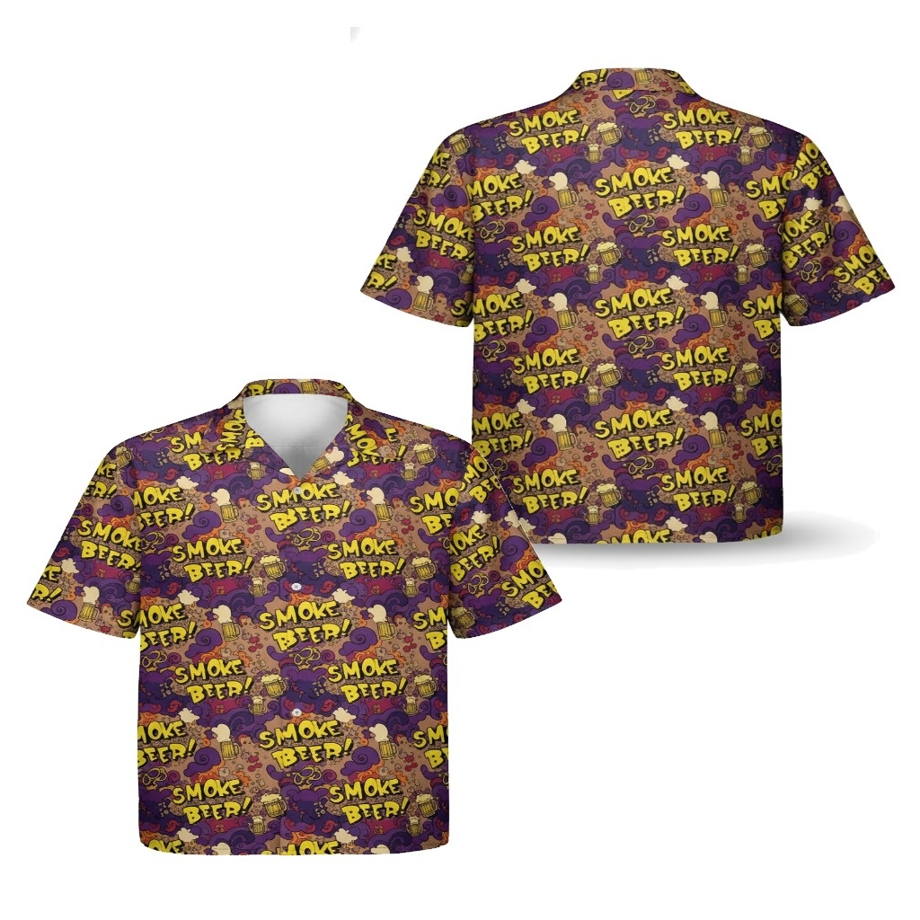 Fun Purple Smoke Beer Hawaiian Shirt Casual Summer Style Fun Purple Smoke Beer Hawaiian Shirt Casual Summer Style