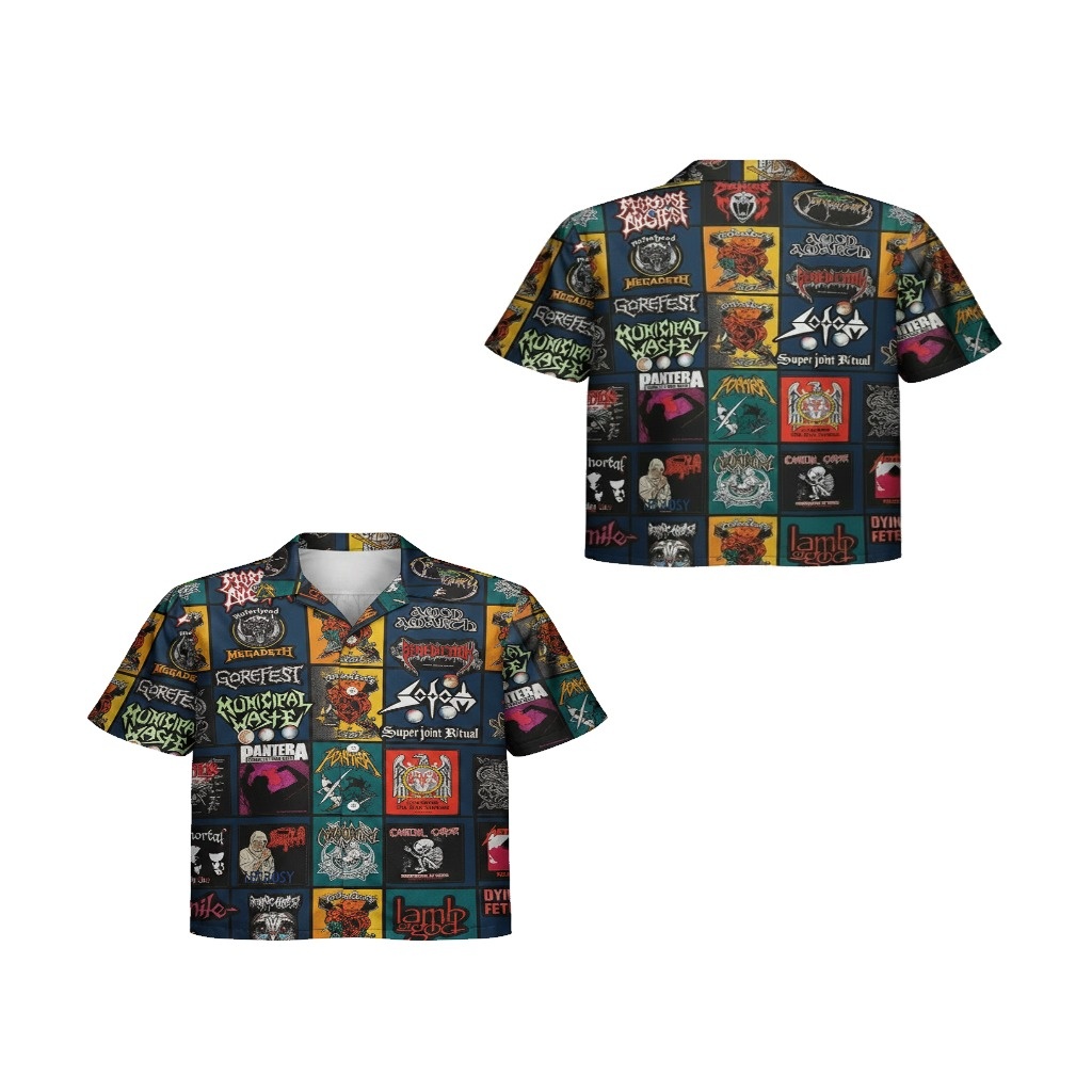 Heavy Metal Band Logo Hawaiian Shirt Dark Blue All Over Heavy Metal Band Logo Hawaiian Shirt Dark Blue All Over