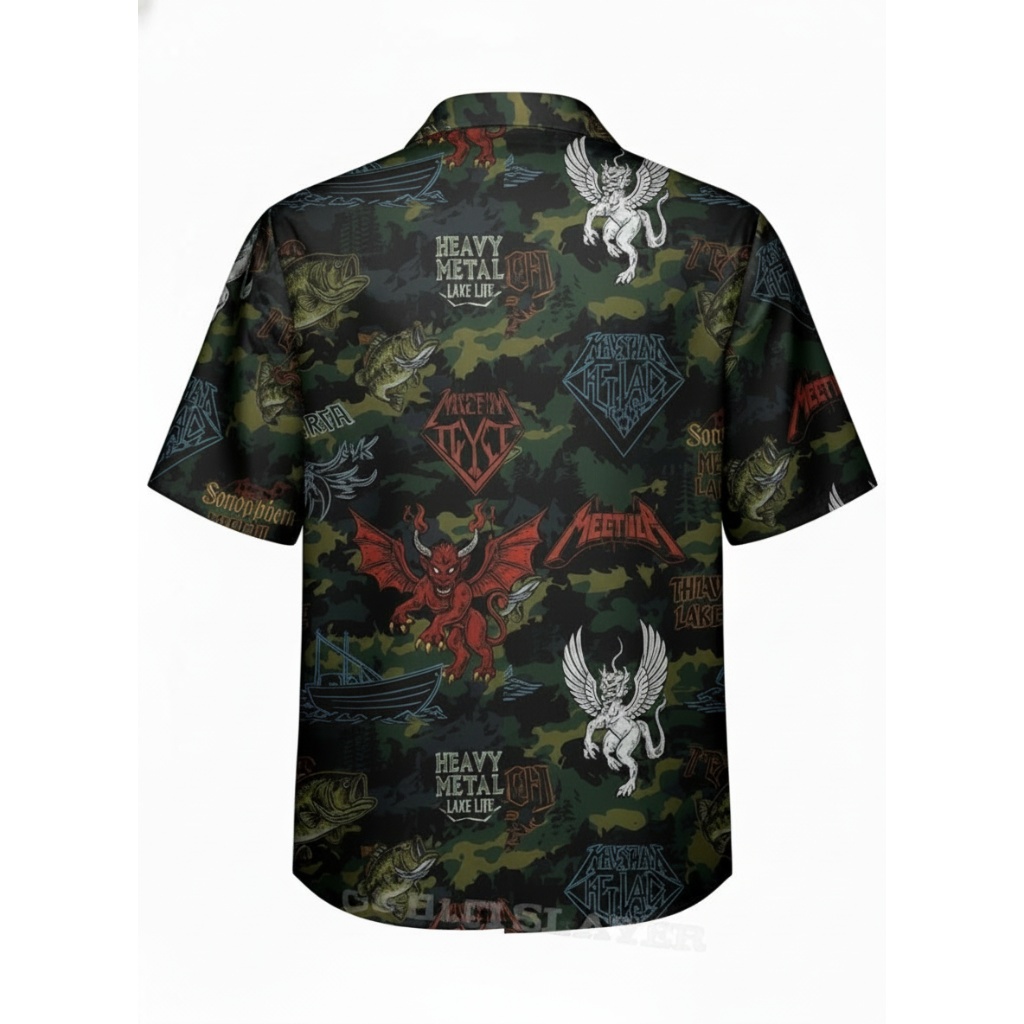 Heavy Metal Lake Life Camo Button Up Shirt Bass Fishing Heavy Metal Lake Life Camo Button Up Shirt Bass Fishing