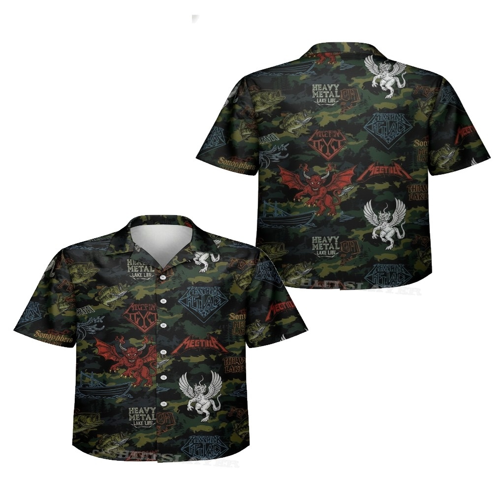Heavy Metal Lake Life Camo Button Up Shirt Bass Fishing Heavy Metal Lake Life Camo Button Up Shirt Bass Fishing