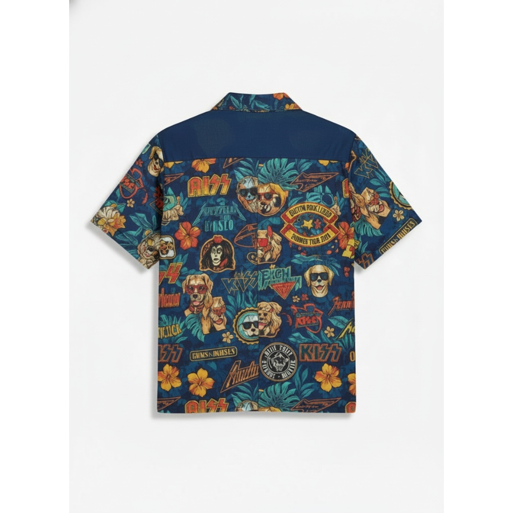 Kiss Rock Band Hawaiian Shirt Blue All Over Print Kiss Rock Band Hawaiian Shirt Blue All Over Print